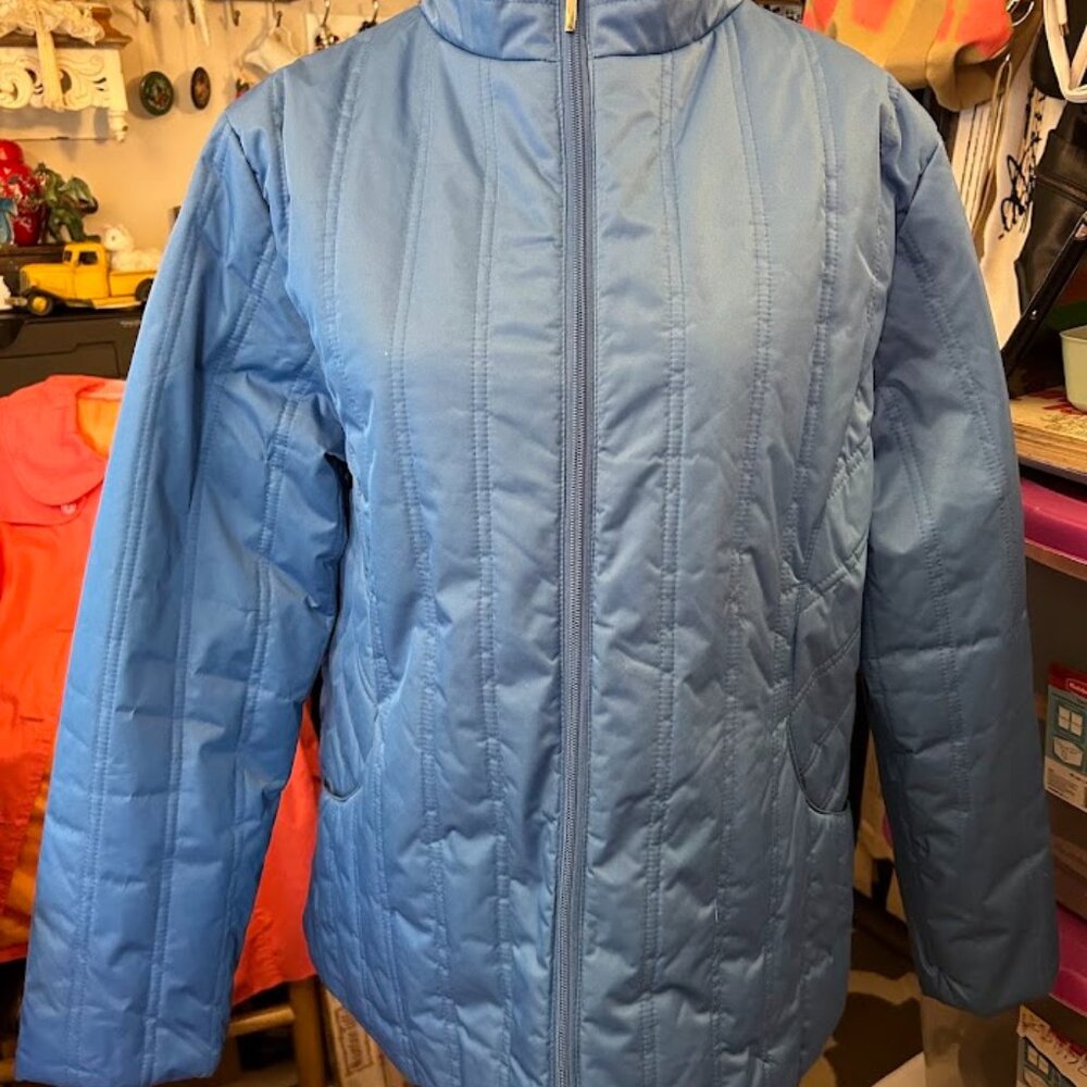 TALLY-HO Women Blue Quilted Light Puffer Jacket Coat Zip - L